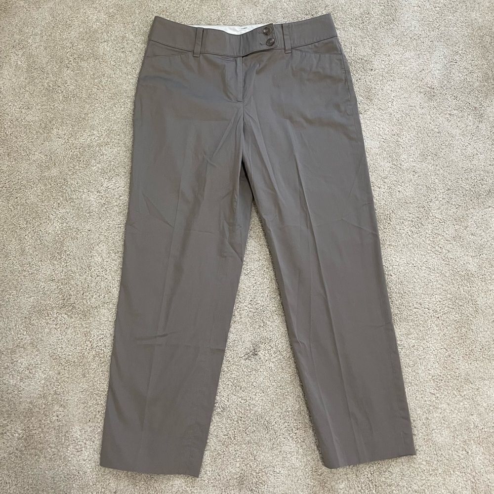 Ann Taylor straight-fit gray trousers